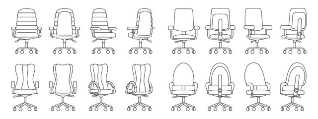 Office chair isolated outline icon.Vector illustration interior furniture on white background . Vector outline set icon office chair.