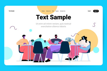 businesspeople using laptops business people team working together at round table in office teamwork concept