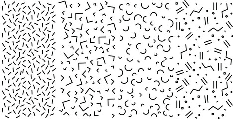 Memphis pattern set in black and white color Free Vector