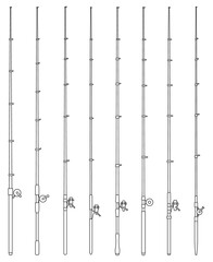 Fishing rod vector outline set icon. Vector illustration float of bobber on white background. Isolated outline set icon fishing rod.