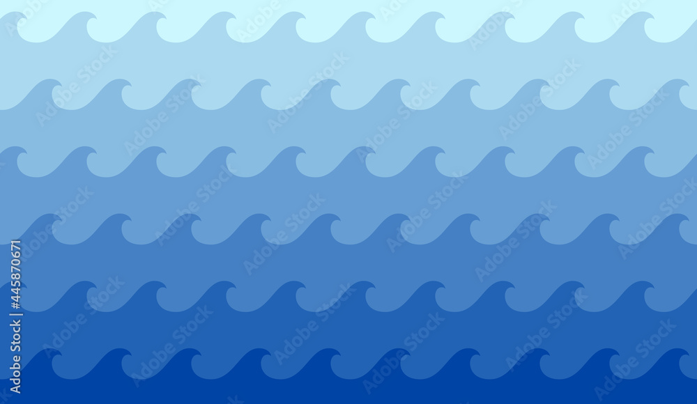 Poster Geometric vector pattern with waves. Abstract blue marine background.