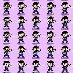 seamless pattern of cute man cartoon