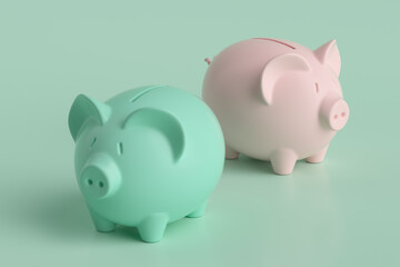 3d rendering savings concept piggy bank