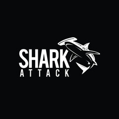 Hammer Head Shark Attack Premium Logo Design Vector - obrazy, fototapety, plakaty