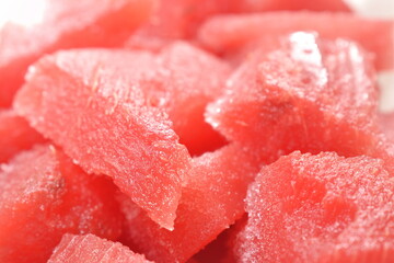 close up of red slice watermelon frozen arranging background and texture