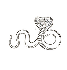 Stylized vector illustration of a snake, cobra in the form of a trible tattoo