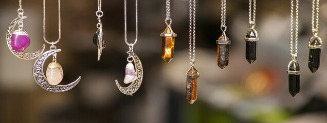 Necklaces with colored stones