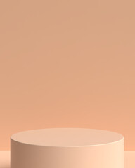 Beige Beauty products Stand or podium pedestal set for Cosmetic and skincare Packaging mockup minimal design on Beige pastel background.concept cosmetic product.3d render.