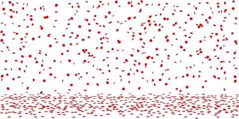 Red confetti rain on white background