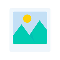 Image vector. Simple mountain landscape photo. Adding photos to the album.