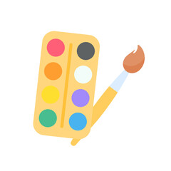 A set of brush heads and paint buckets for creating art from the artist's creativity.