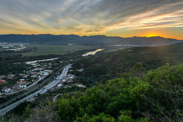 Algeria jije, picture from the mountain of a small village with sunrise in state of Jijel, Algeria,...