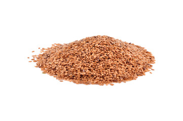 Flax seed on white background.