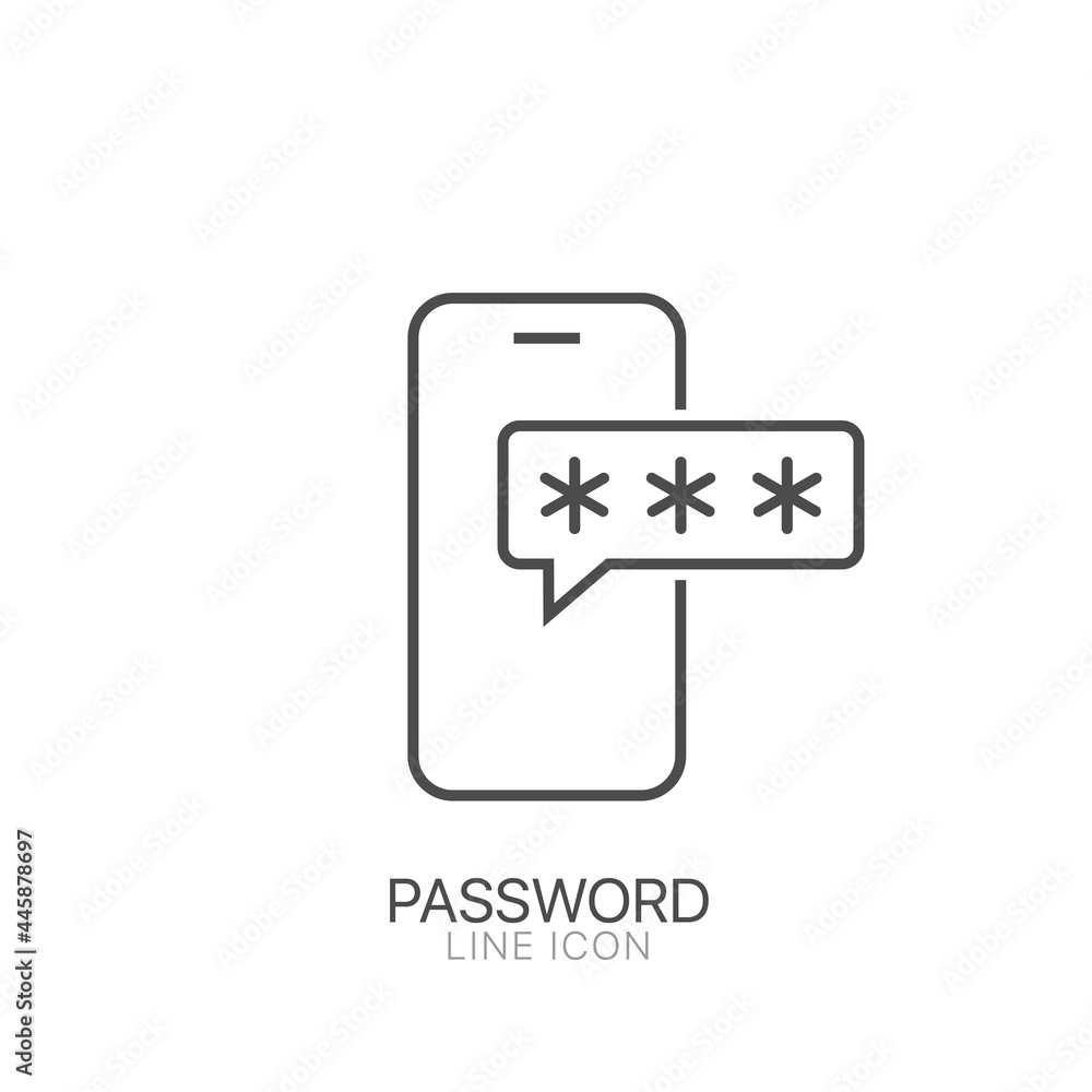 Poster smartphone with password field vector line icon. editable stroke