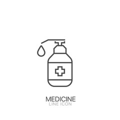 Medicine bottle vector line icon. Editable stroke