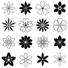 Fototapeta na wymiar Blumen oder Blüten Vektor Kollektion auf einem weißen isolierten Hintergrund.