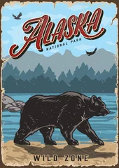 Poster Alaska national park colorful vintage poster © DGIM studio