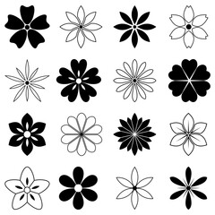 Fototapeta na wymiar Blumen oder Blüten Vektor Kollektion auf einem weißen isolierten Hintergrund.