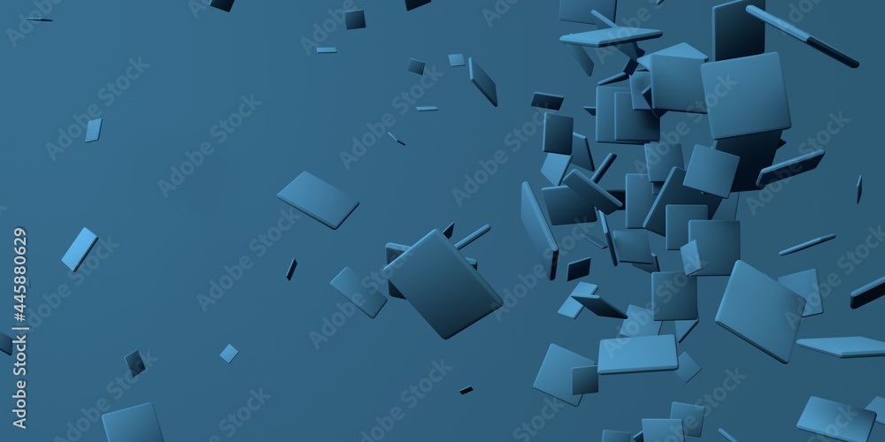 Poster 3d render of different size of square shapes