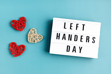 Light box with text left handers day