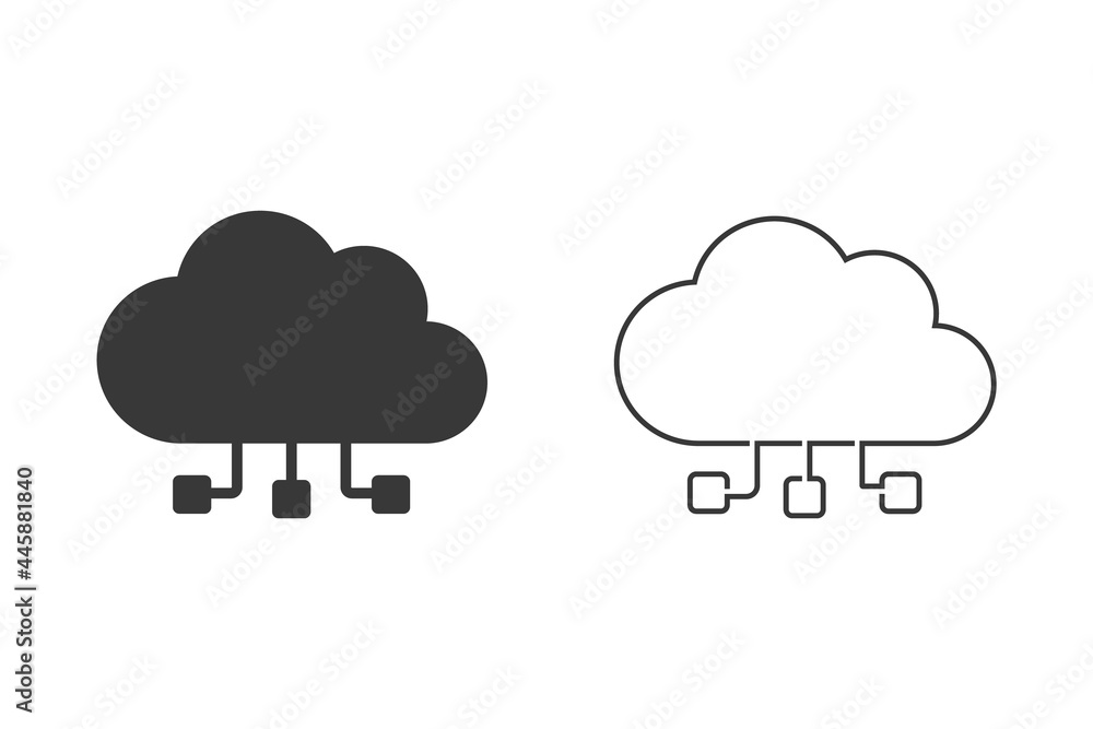 Poster single icon set of a cloud computing. vector illustration