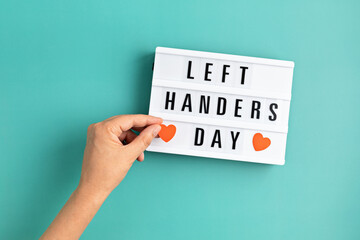 Light box with text left handers day