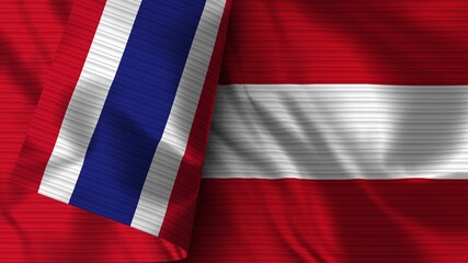 Austria and Thailand Realistic Flag – Fabric Texture 3D Illustration