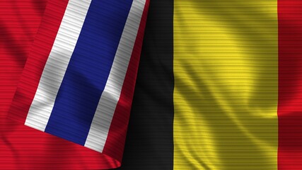Belgium and Thailand Realistic Flag – Fabric Texture 3D Illustration