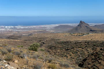 Fototapeta na wymiar Deserted landscape of the eastern shore of Gran Canaria