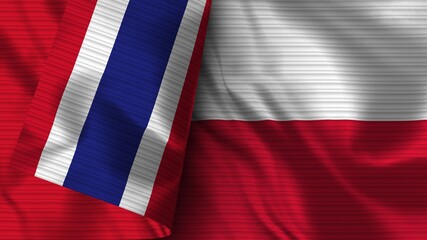 Poland and Thailand Realistic Flag – Fabric Texture 3D Illustration