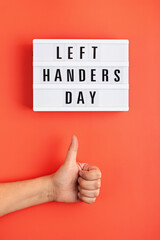 Light box with text left handers day