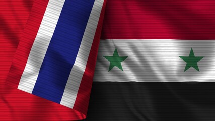 Syria and Thailand Realistic Flag – Fabric Texture 3D Illustration