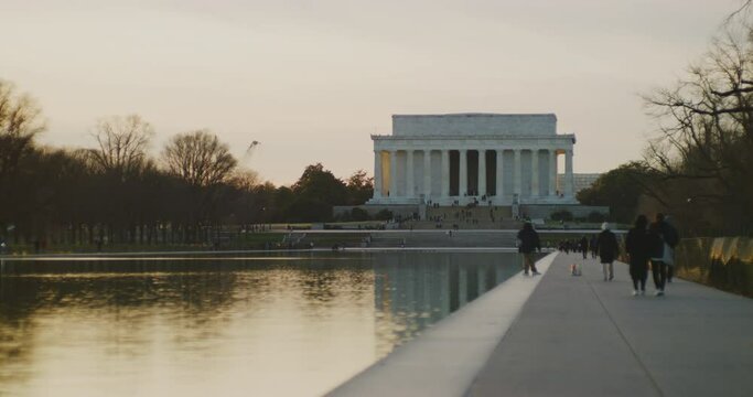 Tourists Approach The Lincoln Memorial In Washington DC