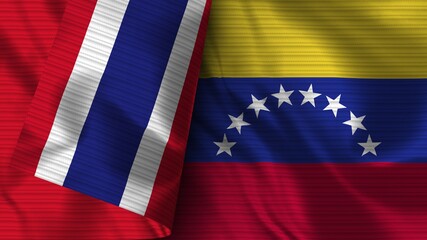 Venezuela and Thailand Realistic Flag – Fabric Texture 3D Illustration