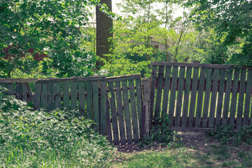 Old wooden fence in an abandoned village