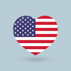 Heart symbol, the flag of the United States of America, vector illustration