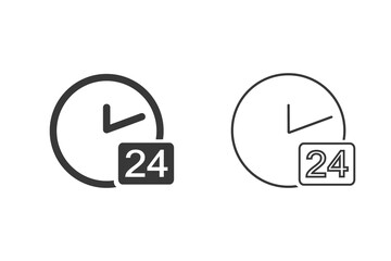 Open 24 hours a day icon set. Vector