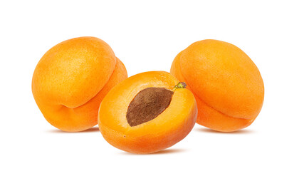 Apricots isolated on white background with clipping path