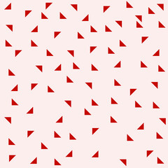 Red triangles pattern. Vector simple small shapes.