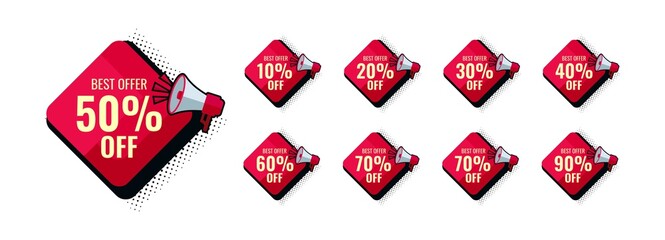 Sale discount label tag percent set promo special best offer banner