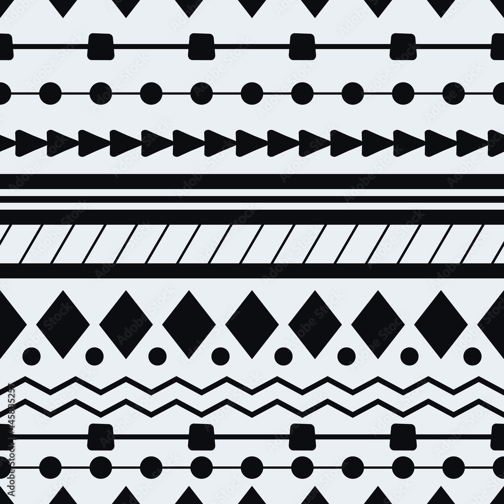 Poster primitive shapes ornament. seamless and repeated wallpaper vector shapes.