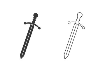 Steel sword vector icon set illustration isolated on white background