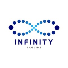 Abstract Infinity Logo Template Design. With Gradient Blue Circle