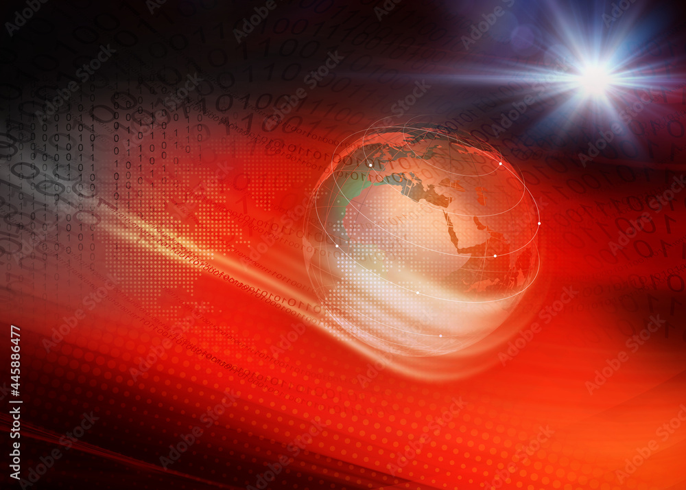 Poster 3d rendering of a digital world technology background with the earth globe