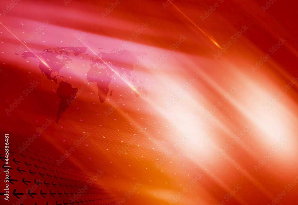 Poster 3d rendering of a studio big flat tv screen with a global world map and highlights