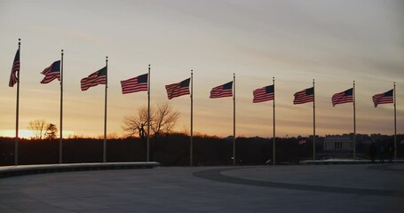 Close Up of Flags At The Washington Monument In Washington DC
