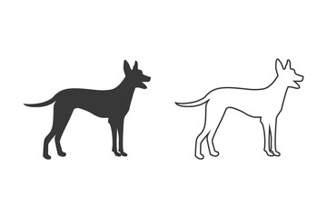 Dog icon set in flat style. Vector