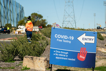 COVID-19 drive through testing clinic sign