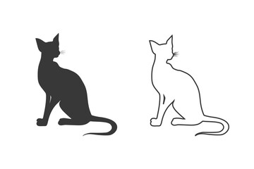 Cat icon set in flat style. vector illustration