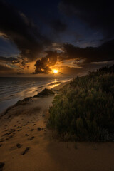 Sunset on Mazagon beach , Huelva , Andalusia , Spain.